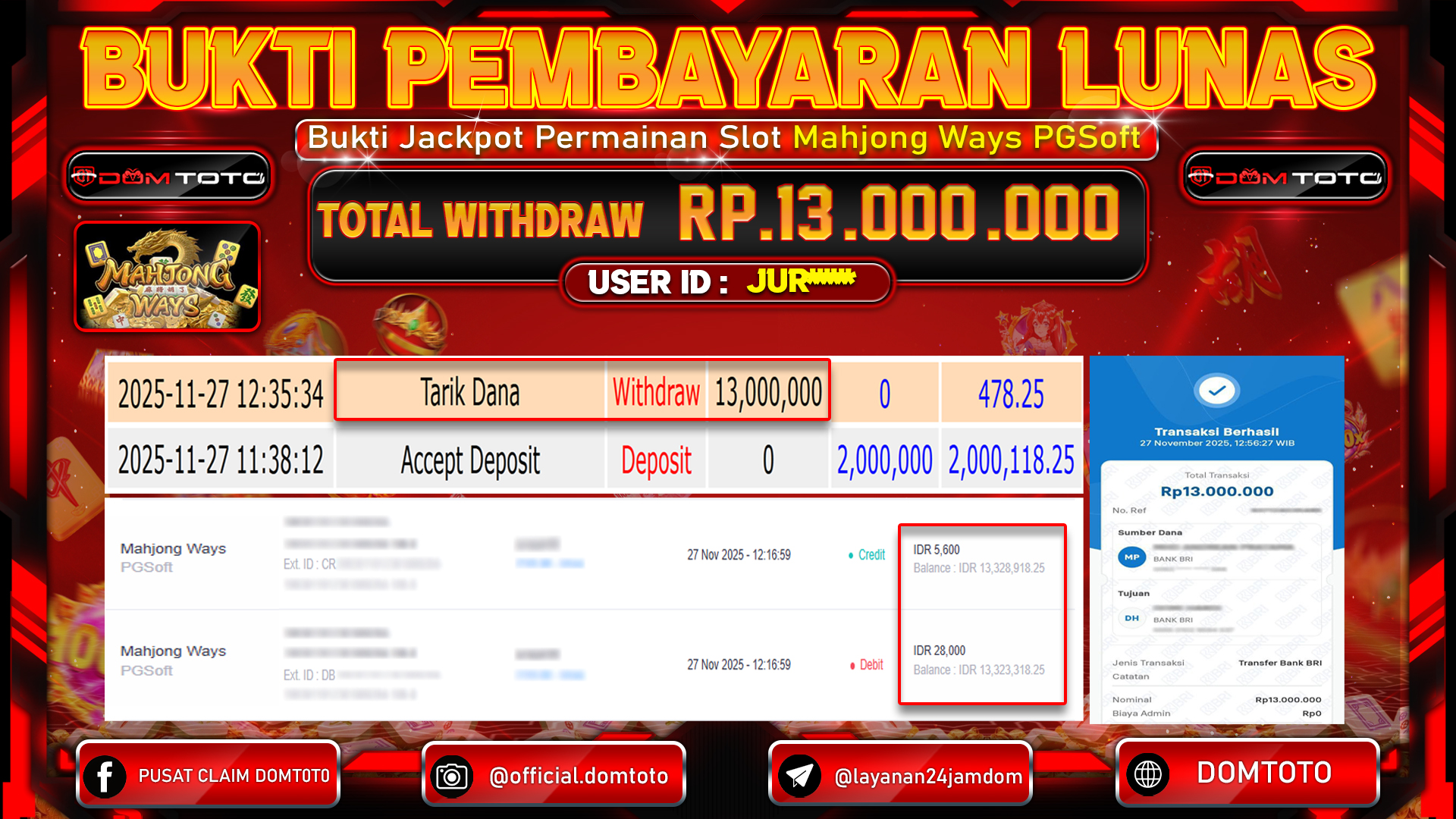 JACKPOT SLOT  Mahjong Ways PGSoft 27  NOVEMBER 2025